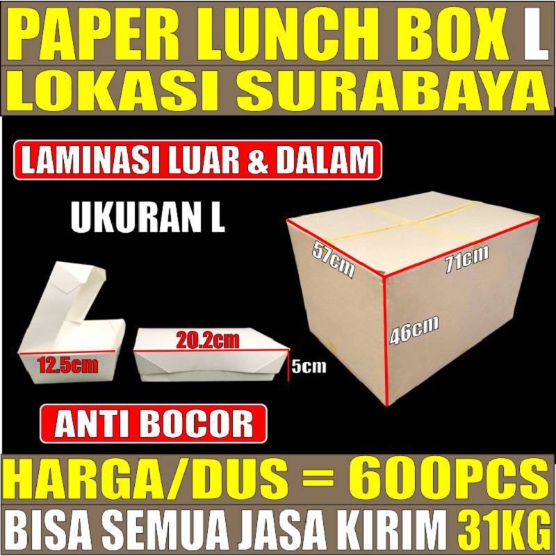 Paper Lunch Box Putih Uk L Dus Food Tray Kotak Makanan Kertas Dpe SBY