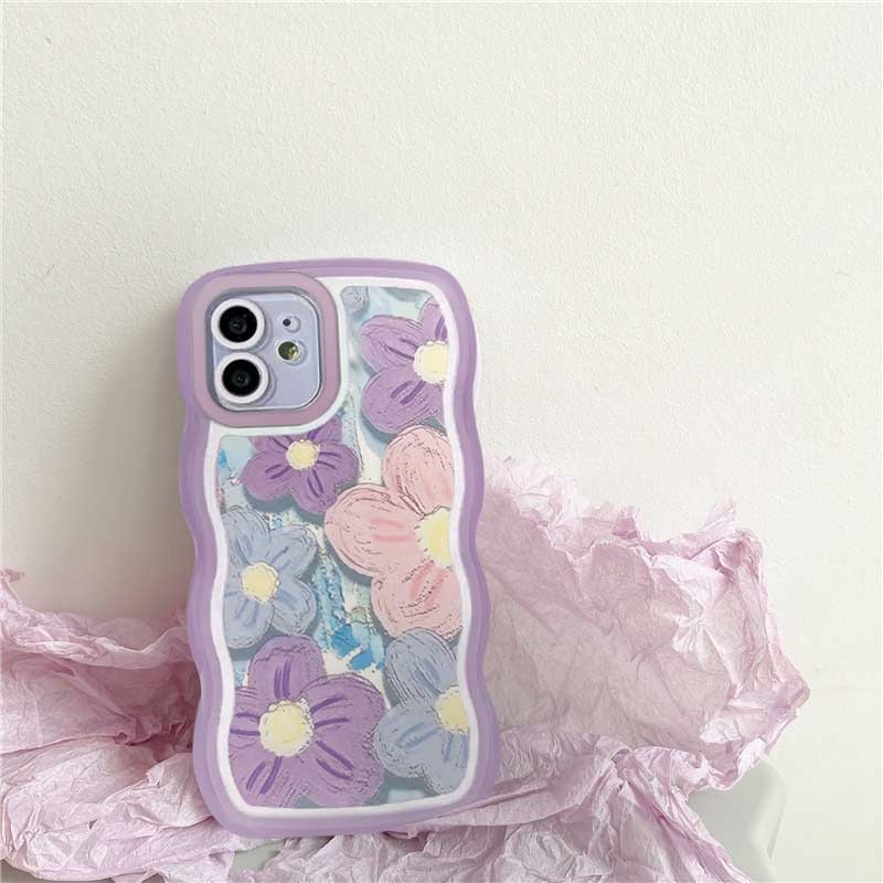 Case TPU Motif Lukisan Minyak Bunga Ungu Untuk iPhone 14 14 Pro MAX 11 Pro 11 Pro MAX 12 12 Pro 12 Pro MAX iPhone 13 Pro MAX X XR XS MAX 6 6S 7 8 Plus SE 2020 Case DGX