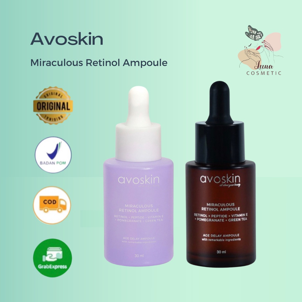 Avoskin Miraculous Retinol Ampoule - 30 Ml | Penunda Munculnya Tanda Penuaan Dini, Regenerasi Kulit