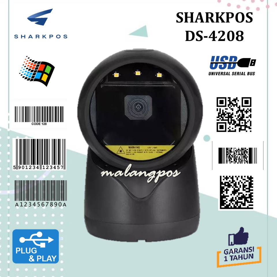 Sharkpos DS 4108 DS4108 Omni Barcode Scanner USB 1D 2D QRcode Scanner EFAKTUR E-Faktur Scanner Desktop 2D DS4108