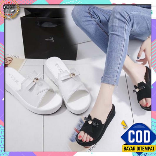 Sandal Sepatu Sandal Elegan Weges Cod Empuk Nyaman Dipakai Wejes Casual Cewek Wedges Natal Branded S