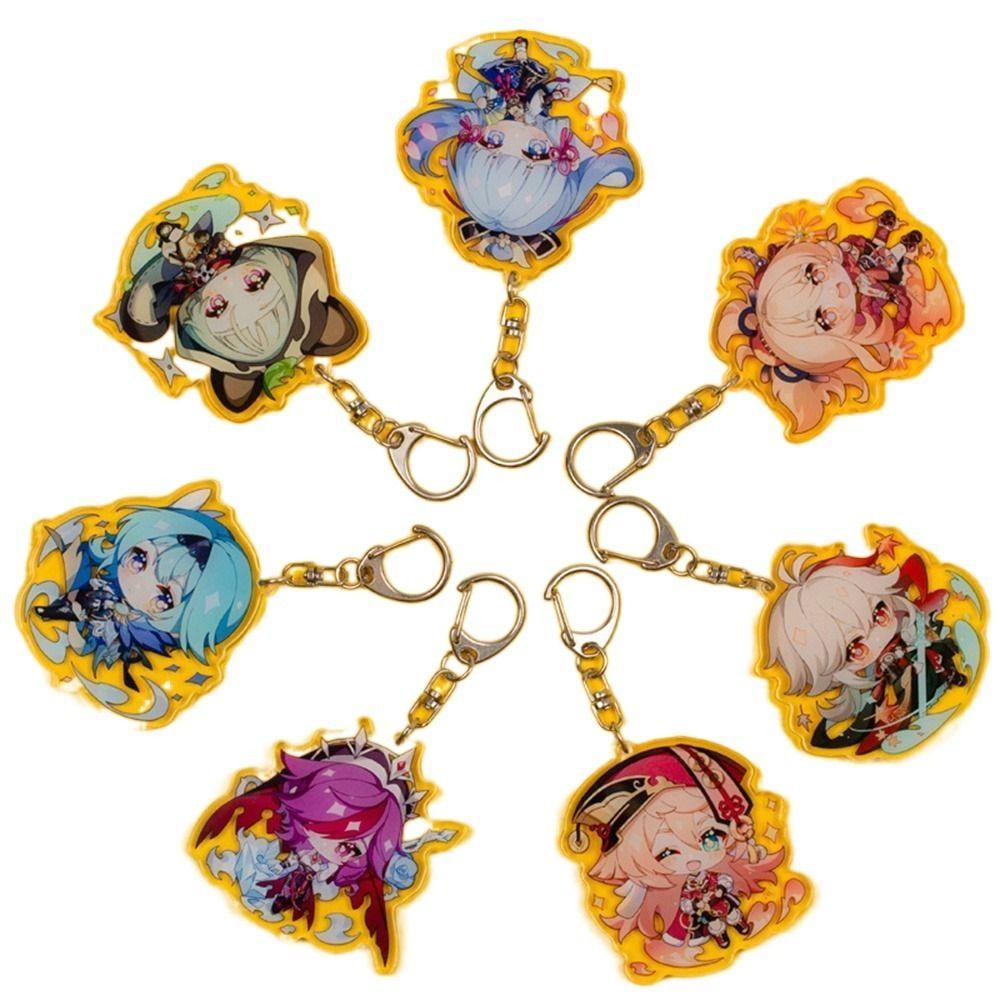 [Elegan] Genshin Impact Gantungan Kunci Kazuha Sayu Kartun Lencana Gorou Tartaglia Hu Tao Arataki Itto Bennett Keyring