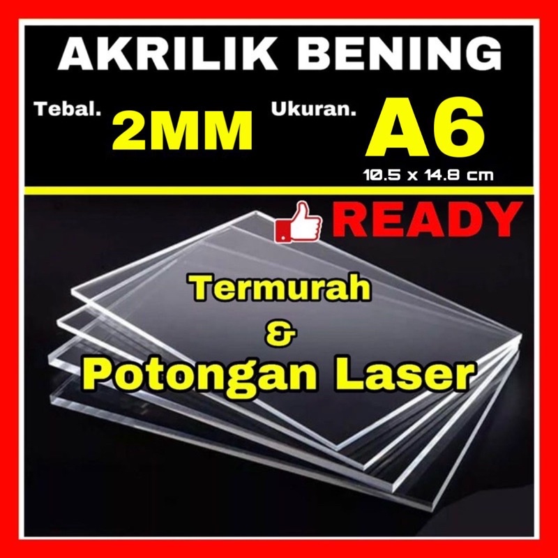 Akrilik Bening Lembaran A6 2mm / Acrylic Transparant