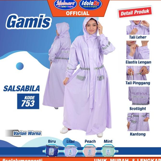 IDOLMART Jas Hujan Plevia Gamis Salsabila 753 Jas Hujan Rok Wanita
