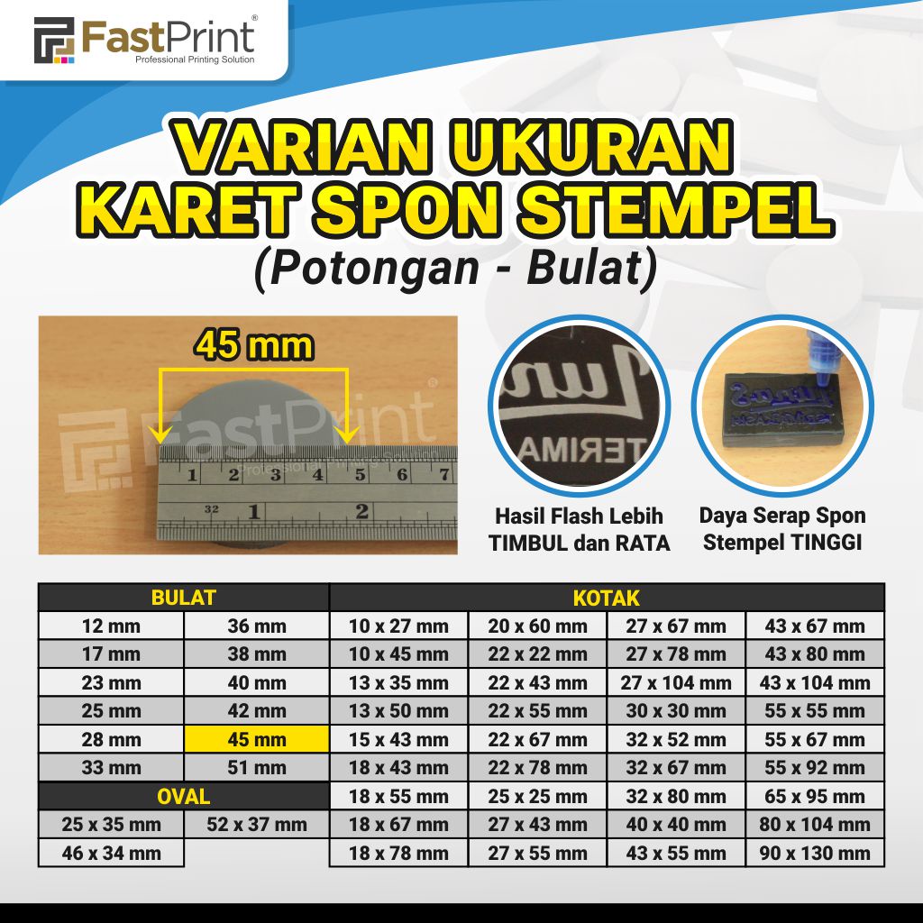 Karet Busa Spon Bahan Stempel Potongan Model Bulat 45MM