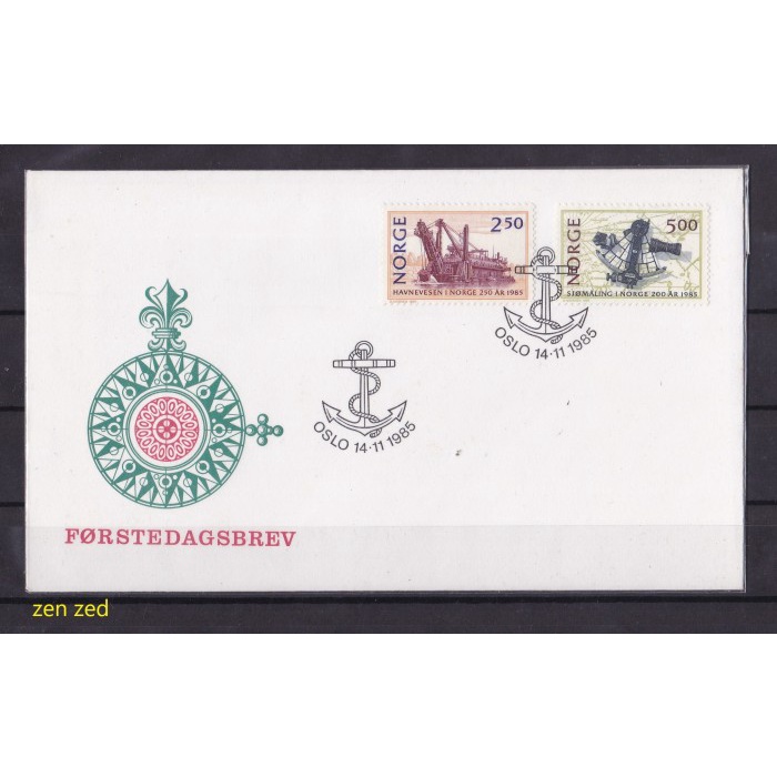 

A129 Prangko FDC SHP Norwegia 1985 Port Authorities & Measuring 1 Pcs