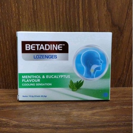 

Betadine Lozenges Permen Tenggorokan Menthol Eucalyptus