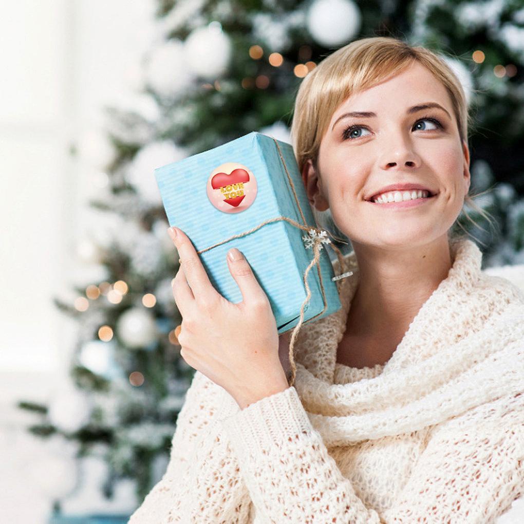 500 Pcs/Roll Stiker Hati Label Bulat DIY Hadiah Penyegelan Stiker Tas Penyimpanan Baking Dekorasi