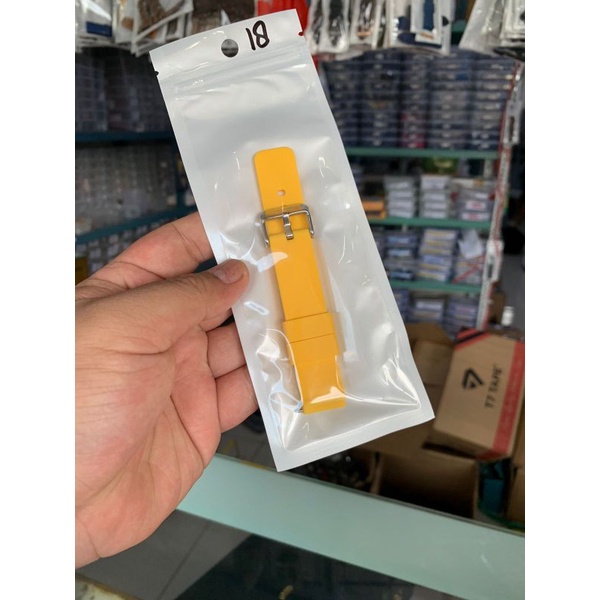 Strap Tali Jam Tangan Silikon kuning 18mm 9909 new produk