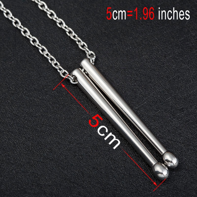 Kalung Liontin Stik Drum Bahan Stainless Steel Titanium Untuk Pria Dan Wanita