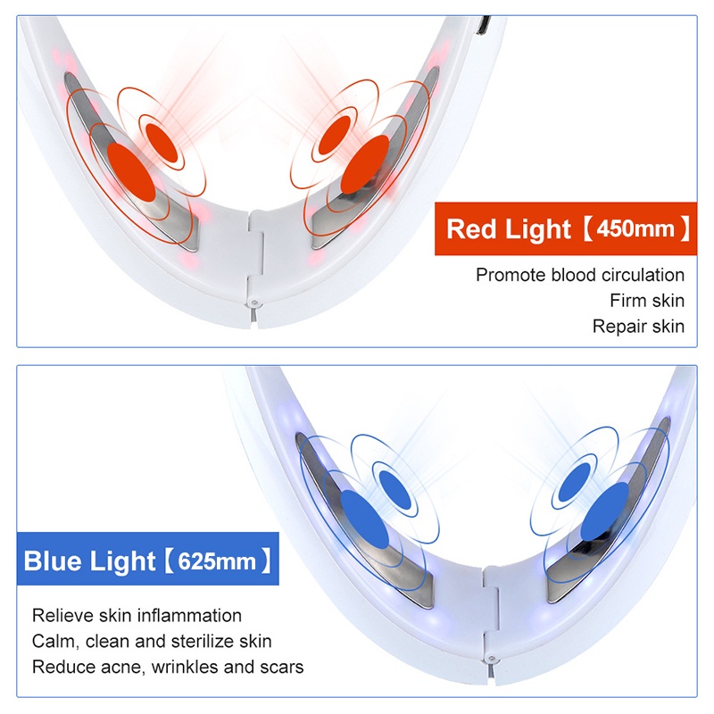 Vshape Alat Facial Slimming Wajah Ems Micro Current Pijat Elektrik Setrika Wajah V-Type Lifter Red Blue LED Photon Therapy Alat kecantikan penirus pipi