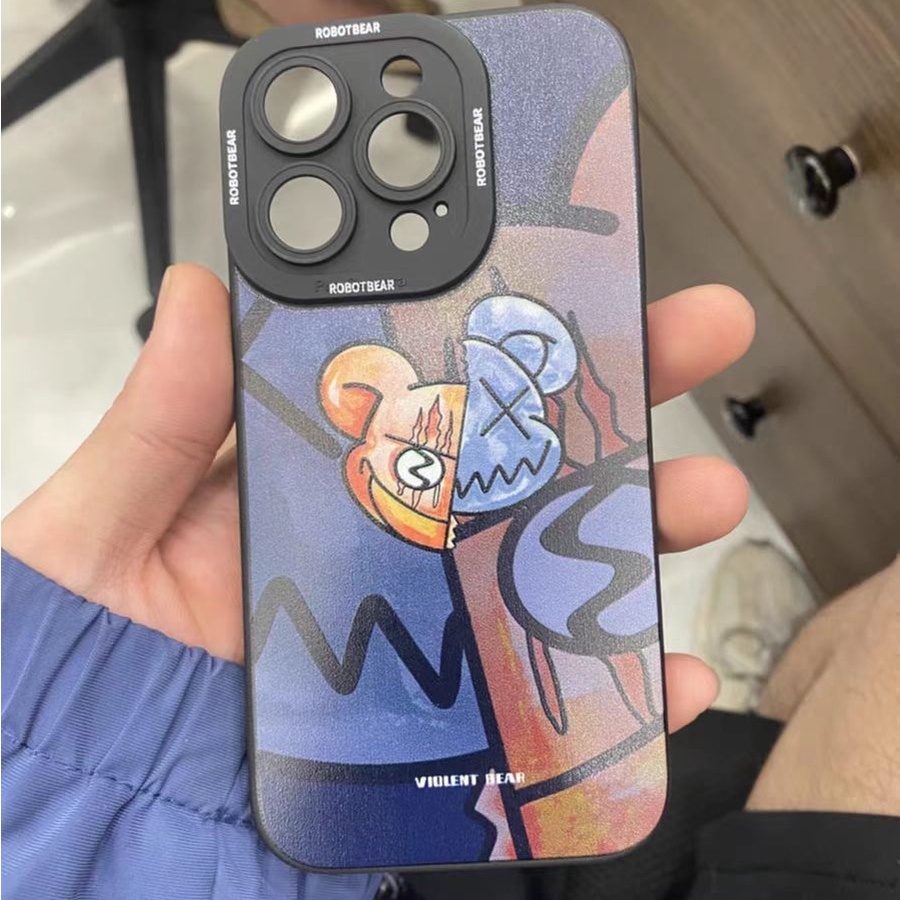 Ins Casing iPhone 14 14pro 14Plus 14prm 13 13pro 13pro 11 7Plus 8Plus Xr XS 12pro Max Motif Beruang Shockproof