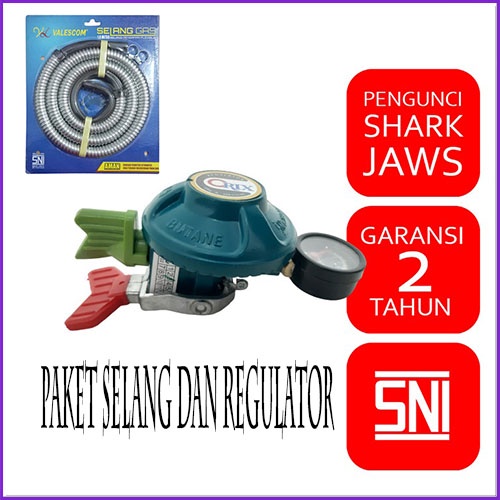 Paket ORIX Regulator Gas LPG Pengunci Ganda Gigi Hiu Tabung 3 Kg 5 Kg 12 Kg Tipe OLP-6C-GB BERGARANS