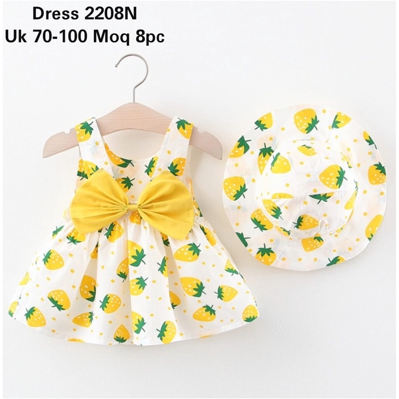 DRESS+TOPI ANAK [IMPOR] GAUN BAYI PESTA ANAK BAYI PEREMPUAN / Dress Fashion Pantai Anak Perempuan Import