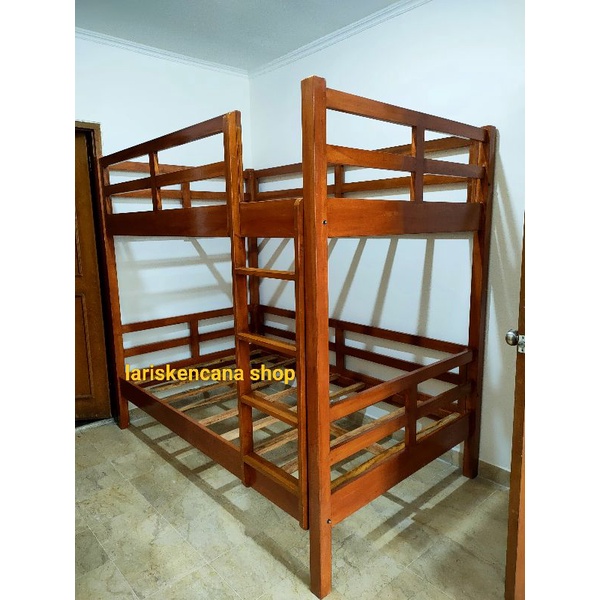 ranjang tingkat jati .tempat tidur tingkat jati rosban tingkat jati3/3 uk kasur 120x200 free ongkir