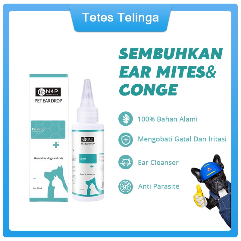 Pet Ear Drop Obat Tetes Telinga  Kucing Anjing Ear Mites Kutu dan Infeksi Telinga Hewan Pet Ear Cleaner 60ml