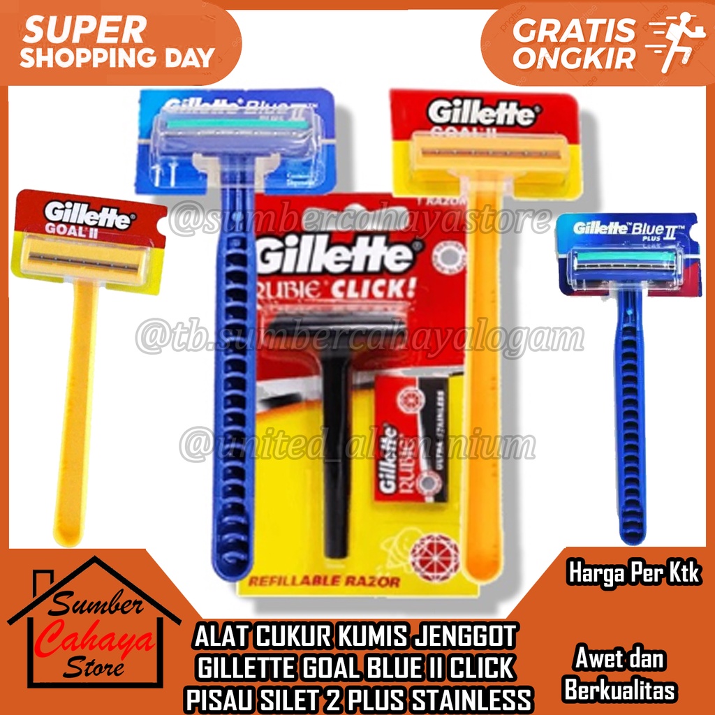 Alat Cukur Kumis Gillette Goal Blue Ii Click Klik 2 Plus  Silet Jenggot Gilette Gol Gillete Gilete G
