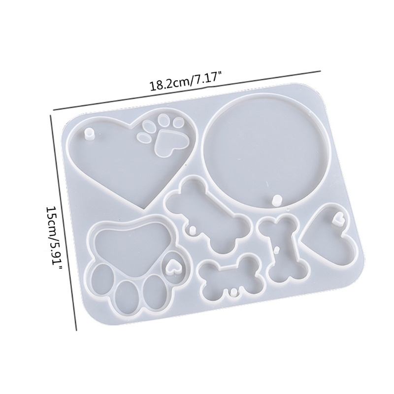Siy Cetakan Resin 7 Lubang Bentuk Tulang Anjing Bahan Silikon Untuk Gantungan Kunci