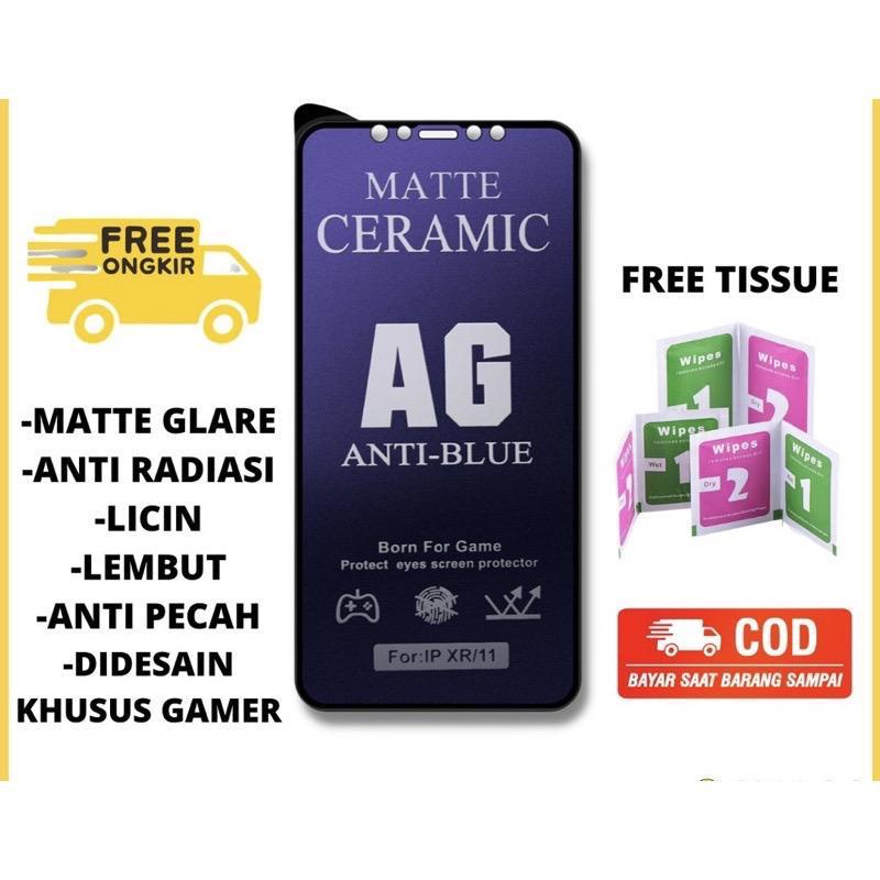 ceramic matte blue oppo reno 8t 4g a17 a17k tg anti blue matte