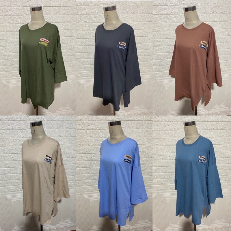 KAOS OVERSIZED BORDIR MASYAALLAH SLIT DAILY TOP JUMBO XXL BASIC POLOS LENGAN 7/8 COTTON COMBED 30S