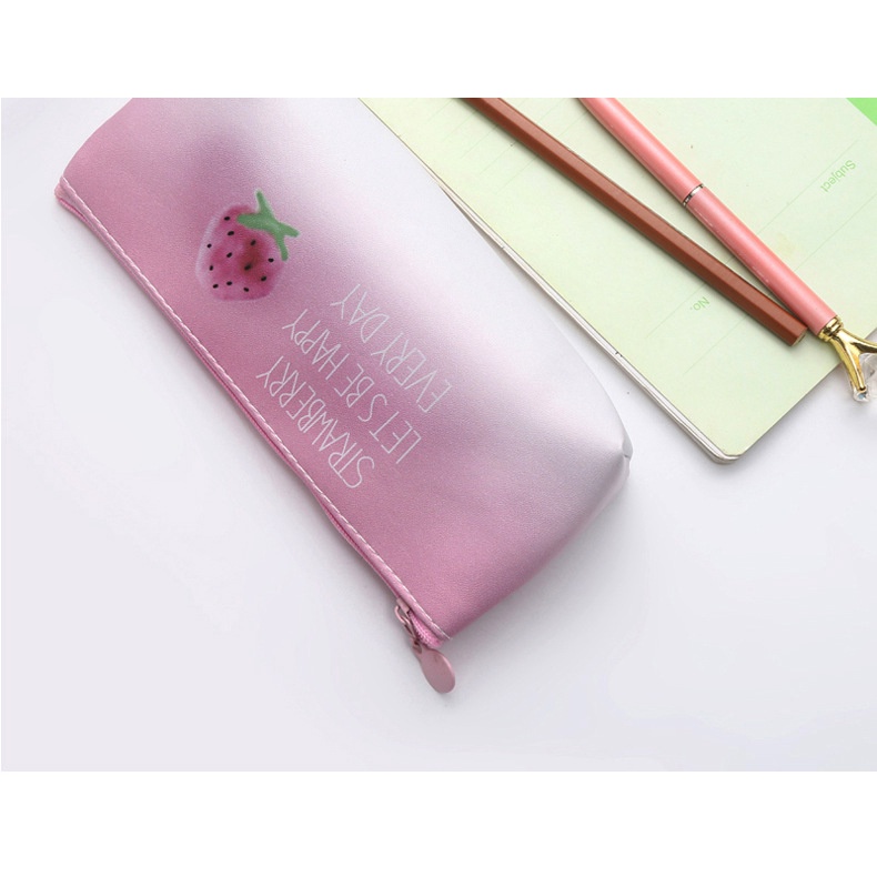 TP8 Kotak Pensil Pinky Strawberry Tepak Lucu Kartun Sekolah Korea pink creame putih alat tulis Tas Penyimpanan Kosmetik Sekolahan Kantoran wadah bolpen