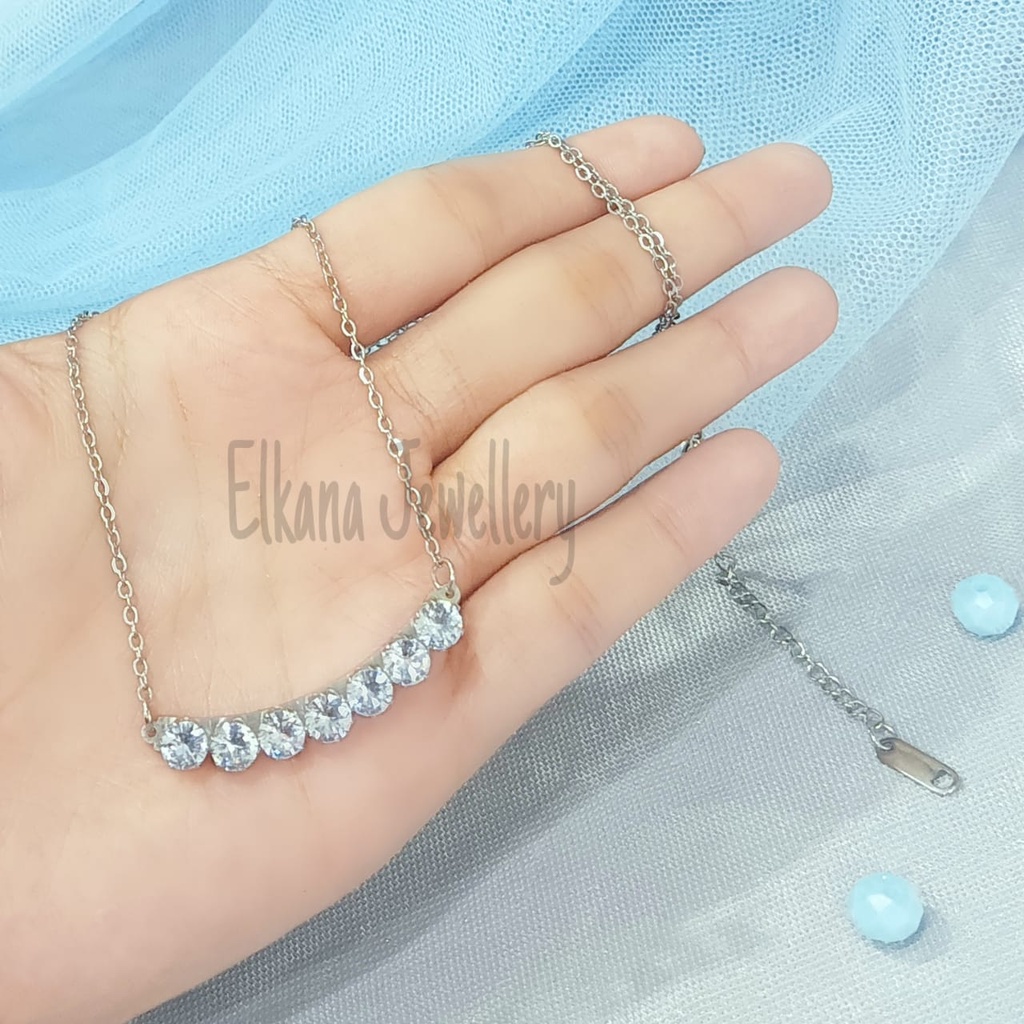 KALUNG TITANIUM PERMATA DIAMOND Perhiasan super berkelas korea anti karat dan anti luntur