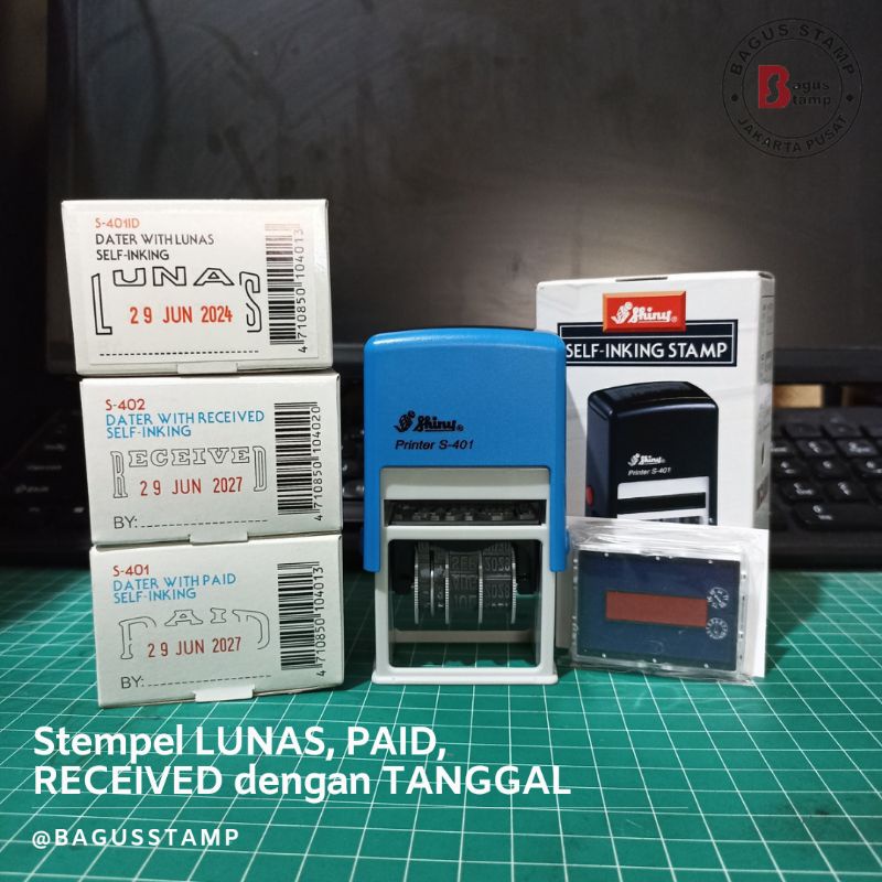 

Adn Stempel PAID, LUNAS, RECEIVED dengan Tanggal Shiny S401 S402 S401D S-401, S-401D, S-402