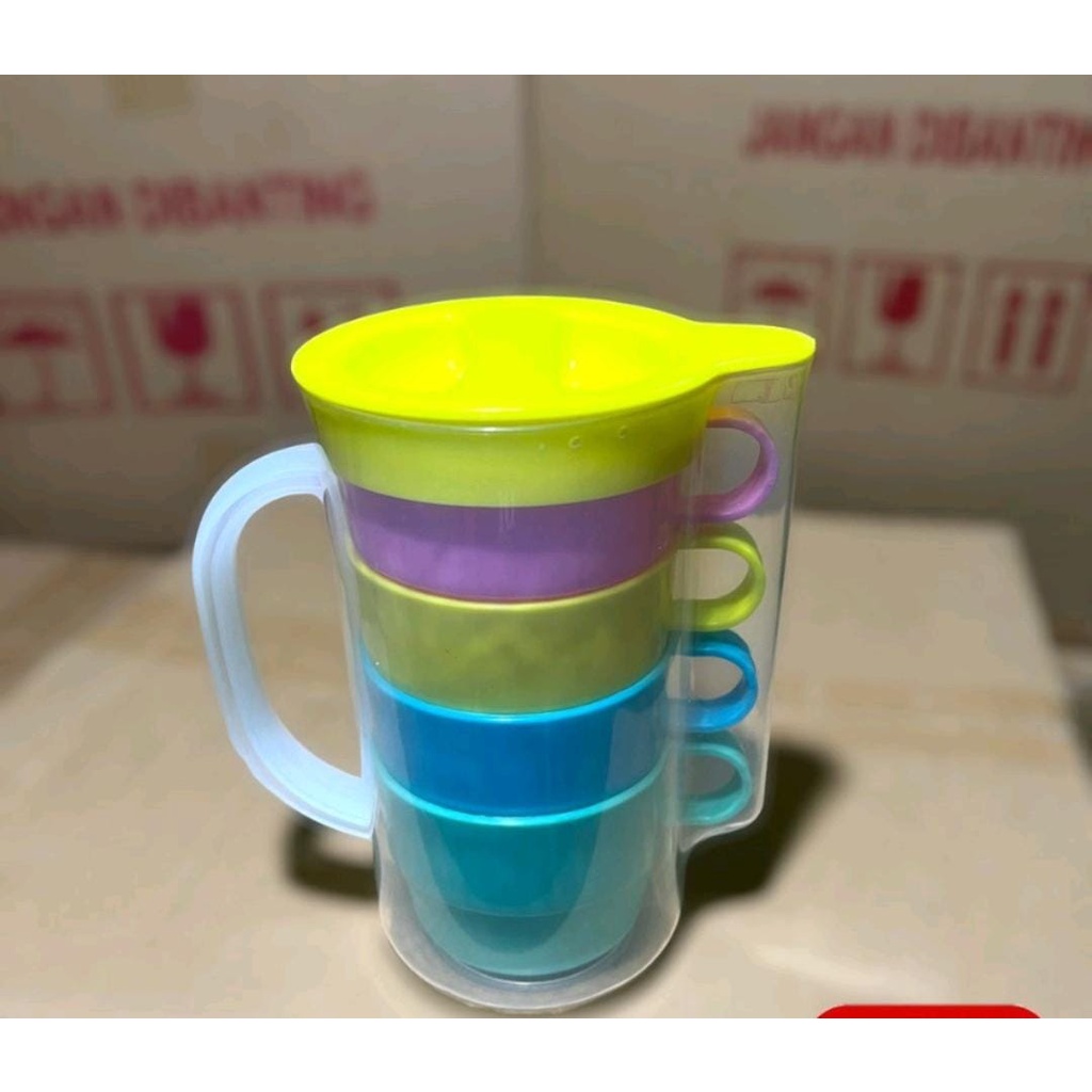 TEKO CUP 5IN1 WARNA FREEMIR TEKO GELAS SET 4 PCS TEKO JUS CANGKIR TEH DAN KOPI