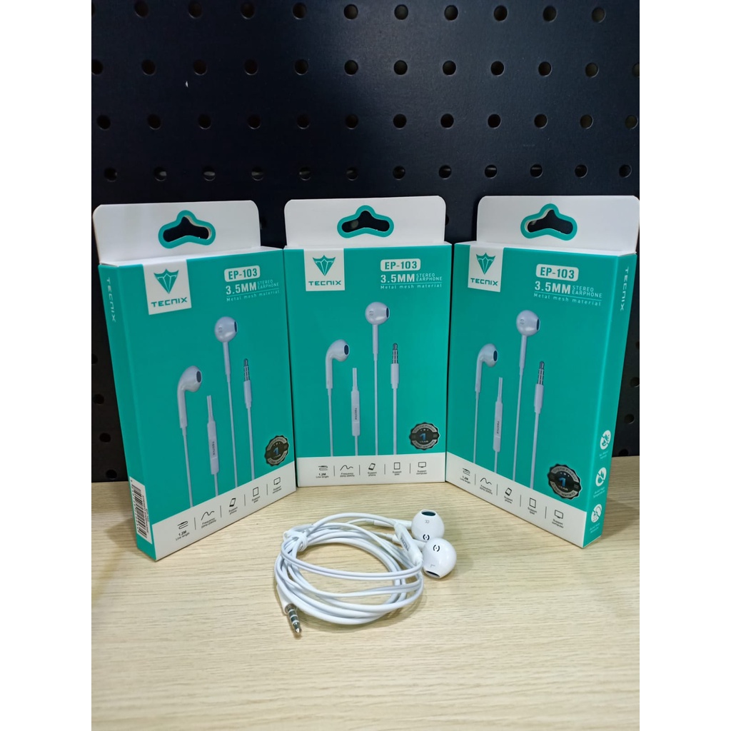 Earphone Stereo Audio Bass With MIC TECNIX EP-103 Headset Stereo Jack 3.5MM
