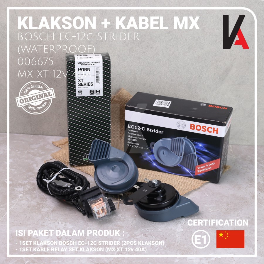 KLAKSON MOBIL MOTOR KEONG BOSCH STRIDER EC-12C WATERPROOF + KABEL RELAY SP - MX  XT