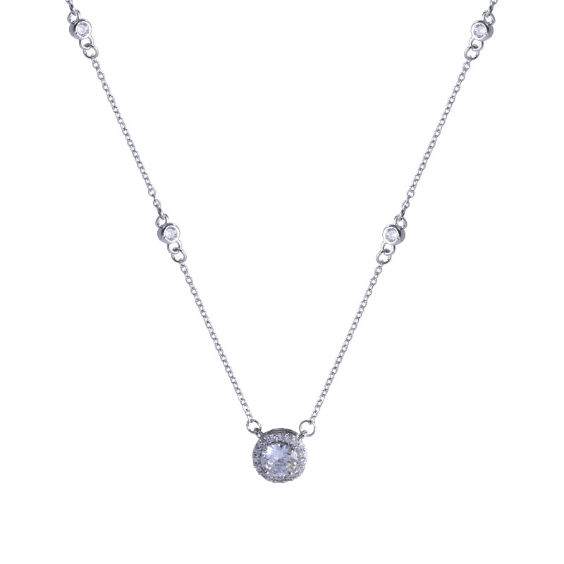 Kalung Choker Bahan Titanium steel Aksen Zircon Untuk Wanita