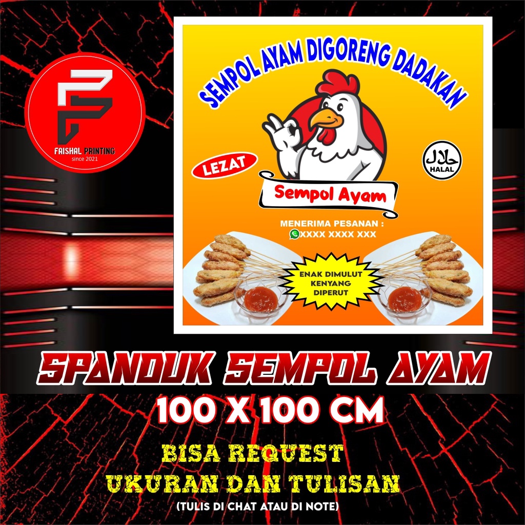Spanduk Sempol Ayam / Banner Sempol Ayam Dadakan Ukuran 1 x 1 meter