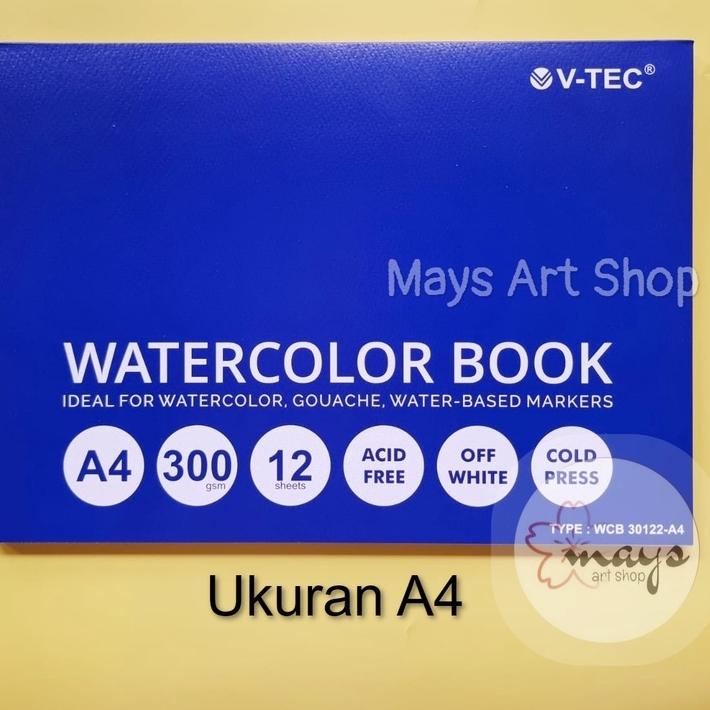 

Hot Promo Watercolor Book A4 V-Tec 300 gsm / Vtec Sketch Drawing Book Cat Air / Water colour Buku Gambar Pad Murah