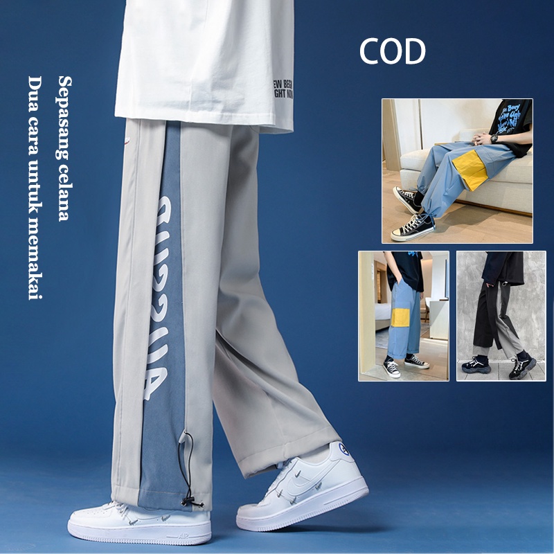 Cargo pants celana olahraga pria panjang loose pants jumbo joging Korean style overall pria kaki pasang merek lurus longgar gaya celana kasual celana cargo panjang pria Celana training panjang Celana Olah Raga celana joging