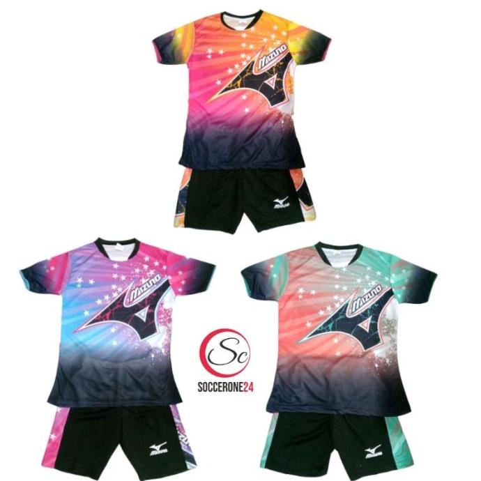 Setelan Baju Volly Wanita Full Printing Baju Olahraga Cewe Mizuno