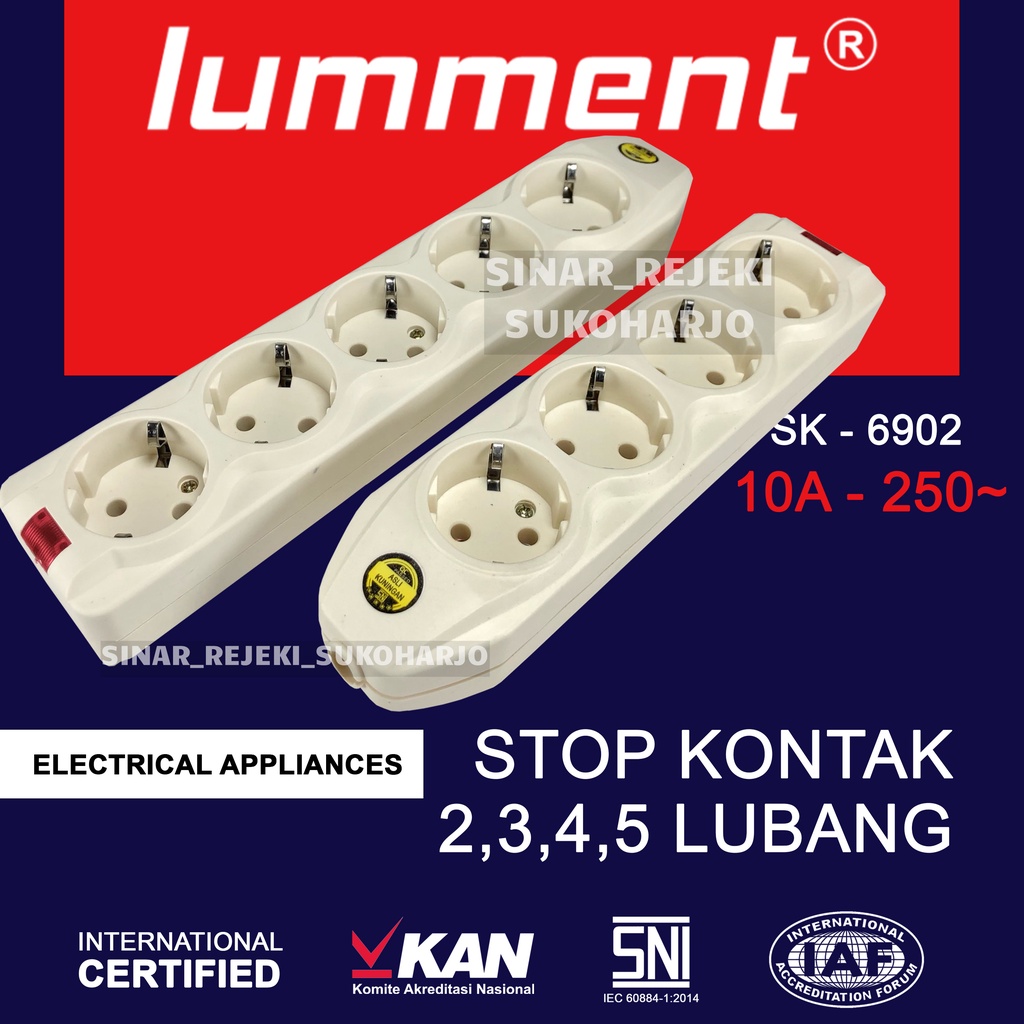 Lumment Stop Kontak Arde SNI Kualitas Bagus Tanpa Kabel Lubang 5, 4, 3, 2 Stopkontak Terminal Listrik Colokan Listrik