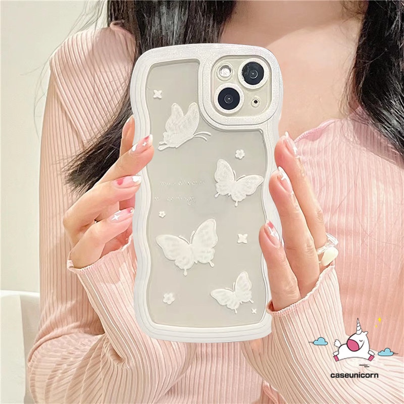 Case Oppo A17 A95 A57 A78 A15 A77s A5s A17K A7 Reno 8T 8 6 A16 A12 A55 A3s A16K A77 A1K A96 A53 A9 A5 A54 A74 A76 F9 A16E A16s A12E A52 A3 Fantasy Butterfly Soft Wavy Edge Sarung
