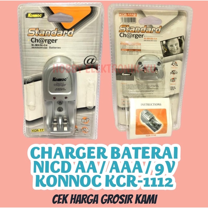 CHARGER BATERAI NICD AA / AAA / 9V KONNOC KCR-1112