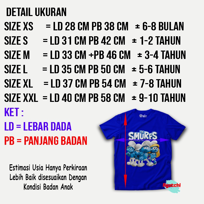 Kaos Atasan Anak Agatchi Motif Smurf