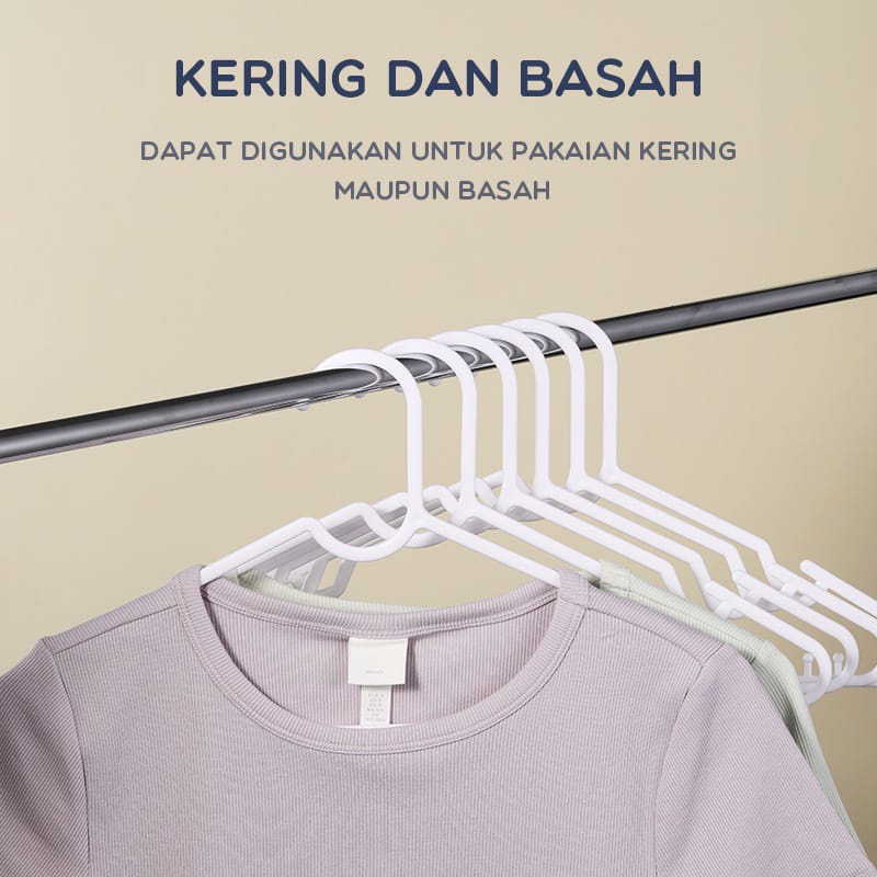 KHANZAACC BONBOX BCH10 Gantungan Baju 10Pcs Hanger Plastik Anti Slip Simple dan Ringan Kering dan Basah