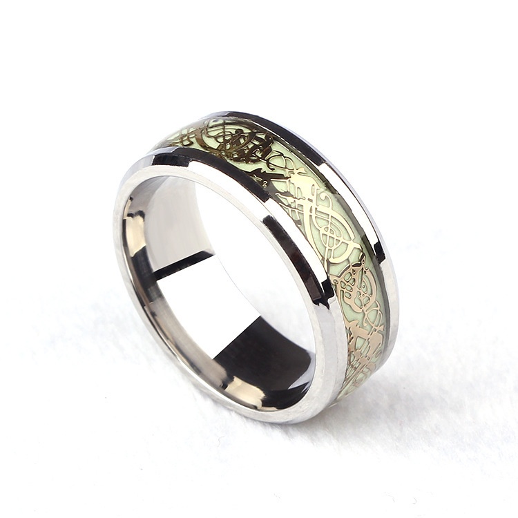 Cincin Bahan Stainless Steel Motif Naga Untuk Pria