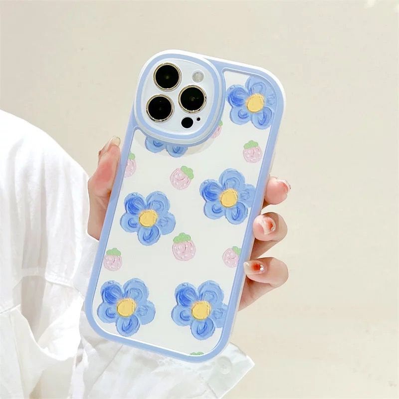 Silicon Case Motif Bunga Biru For Xiaomi Redmi 9A 9C 10A 10C Note 9 Ip 7 7+ 8 8+ XR 11 12 13 14