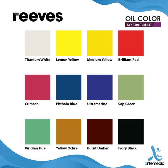 

Eklusif Cat Minyak Reeves Oil Tube 12X12Ml Color Paint Set Promo