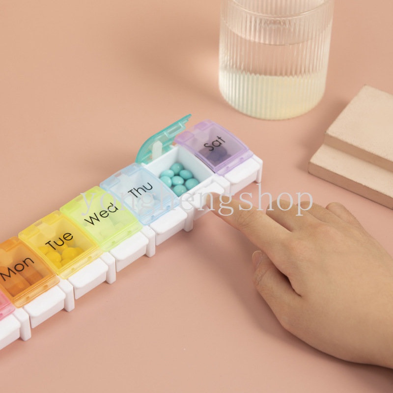 Kotak Penyimpanan Obat Pil / Tablet 7 Hari Model Tekan Portable Untuk Travel