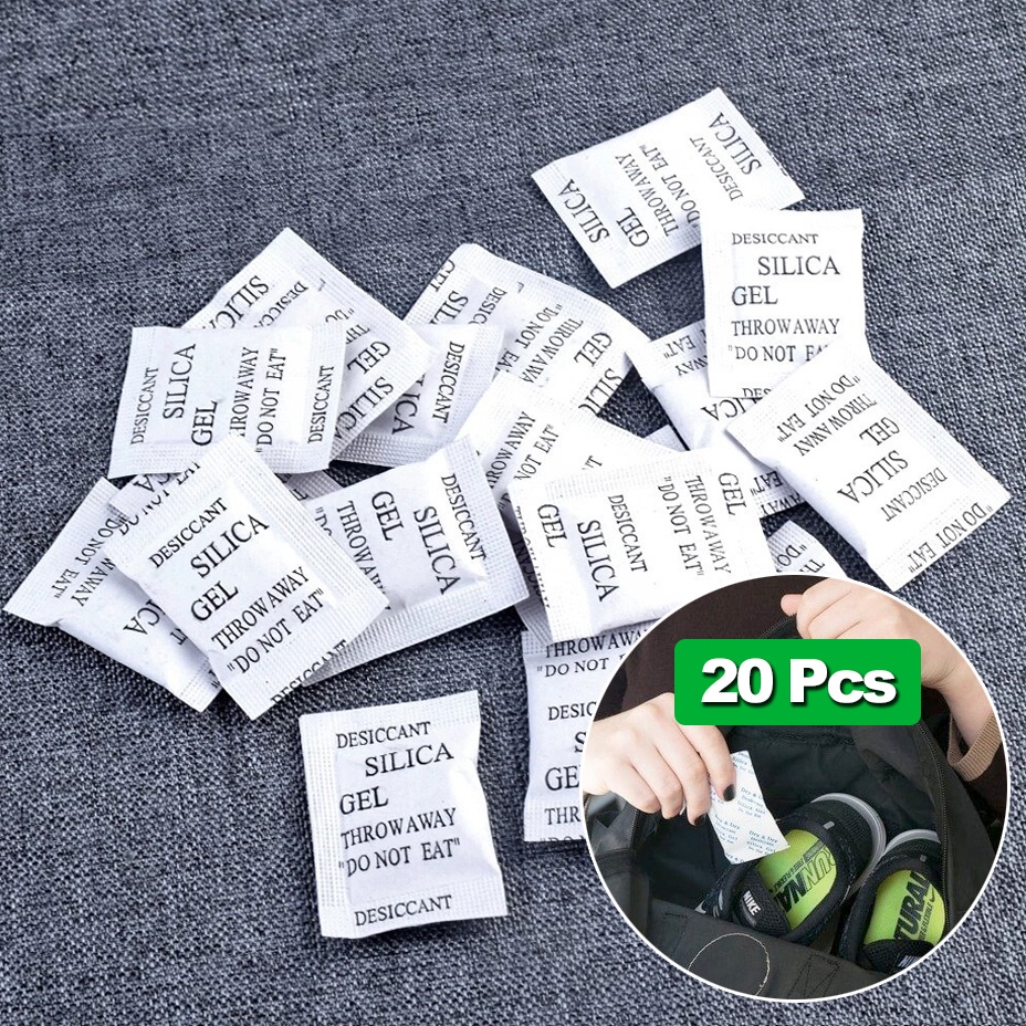 Silica Gel 20 SACHET Anti Bau dan Jamur ,  Silica Gel Pengawet Tas Makanan Baju Sepatu