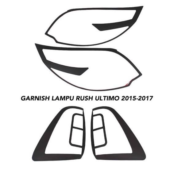 [COD] Paket Garnish Lampu Depan Belakang Rush Terios 2015 - 2017 Hitam Dop / Perlengkapan Variasi Mo