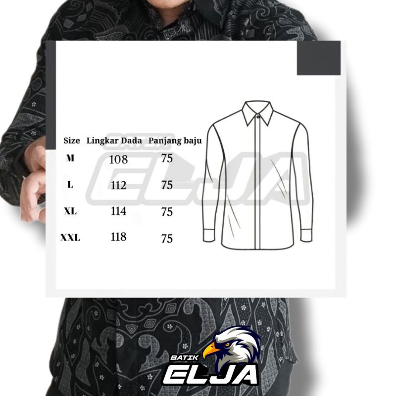 Batik Pria Lengan Panjang Modern Premium Kemeja Cowok Kantor Dewasa Slim fit Terbaru Batik Elja