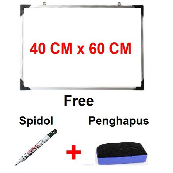 

PRODUK- PAPAN TULIS WHITE BOARD 40 CM X 60 CM FREE SPIDOL DAN PENGHAPUS .