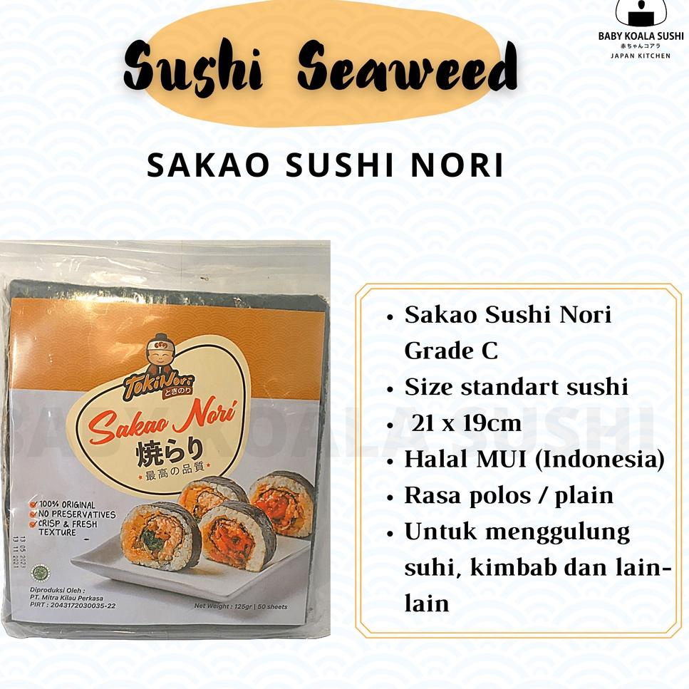 

✨COD✨ SAKAO Sushi Nori 50 S Halal │ Nori Grade C for Sushi Kimbab/ Gimbab │ Lembar Rumput Laut !!