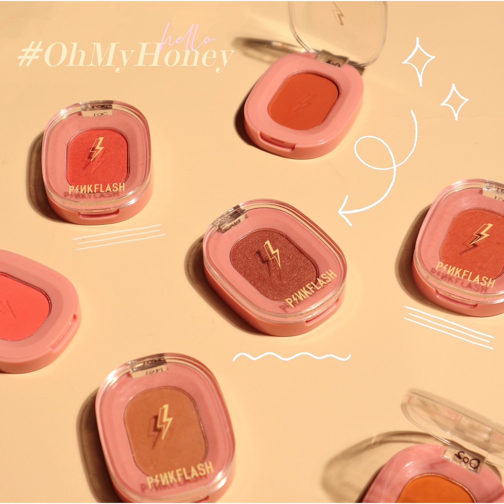 PINKFLASH OhMyPinkFlash OhMyHoney Make Up Blush On Cheek Lit Pressed Blusher Soft Powder Naturally Pigmented N03